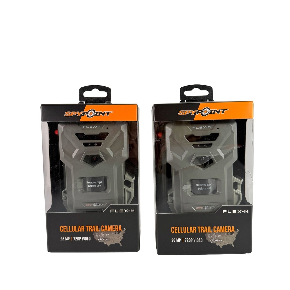 Lot of 2 Spypoint FLEX-M Cellular Trail Cameras 28MP 720p Multi-Carrier NIB